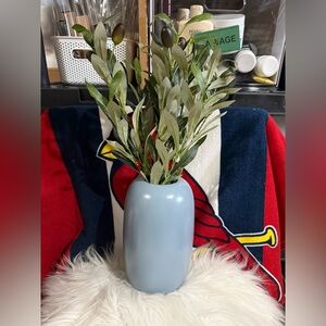 Bluestone Ceramic Vase with Olive Branch Stems - Home Accents.